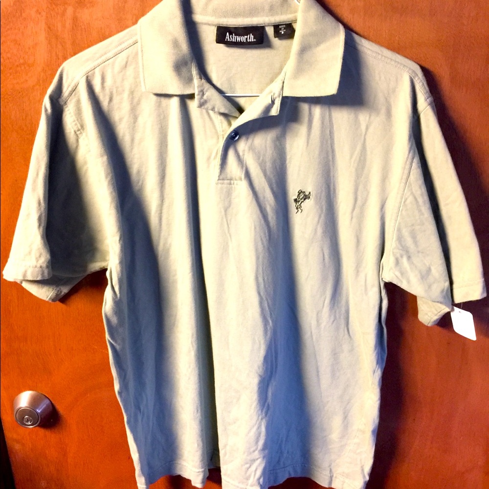 Ashworth Collared Golf Polo Shirt Green Size S.
